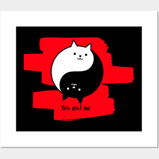Yin and Yang Cat Couple Posters and Art